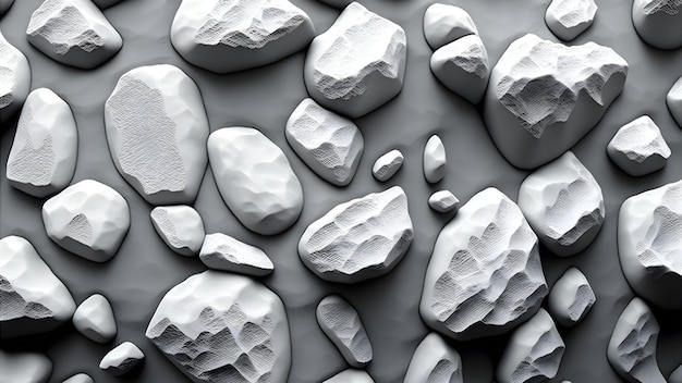 White Rocks on a Grey Sand Background, AI Generated