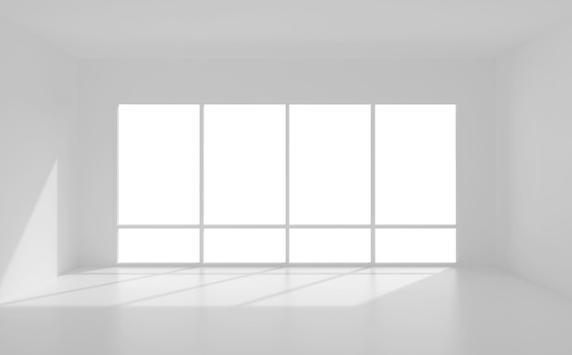 White room interior space for background with soft shadow 3D illustration