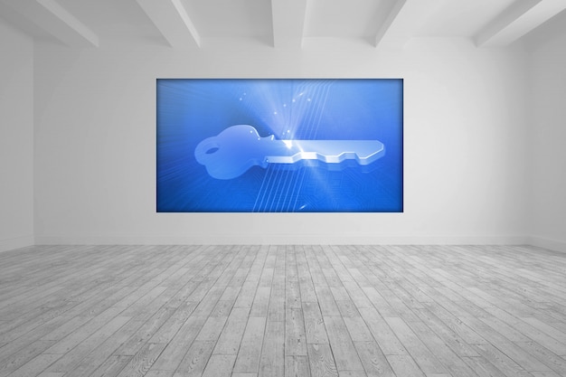 White room with blue picture key