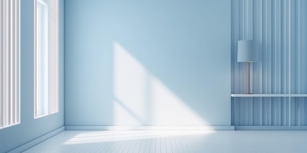 A white room with a blue wall and a window that says " i don't know what it is. "