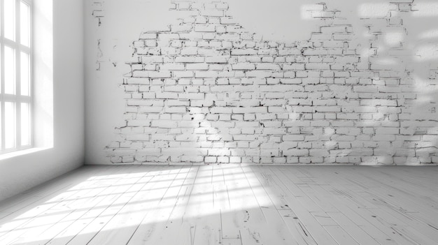 White Room with Brick Wall and Window