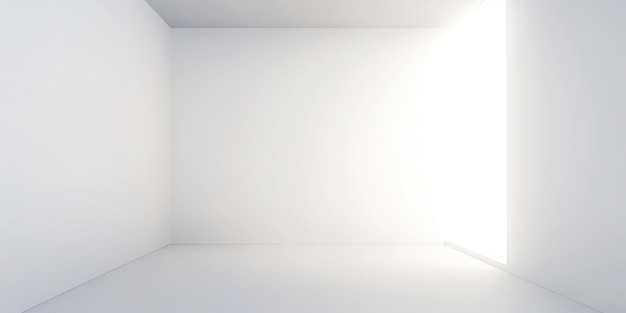 A white room with a bright light shining on the floor