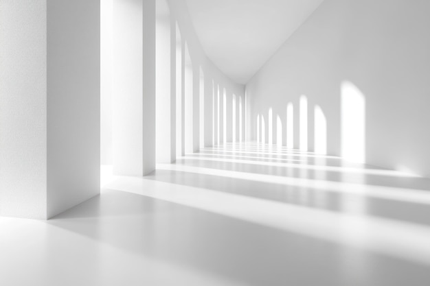 Photo white room with columns and shadows