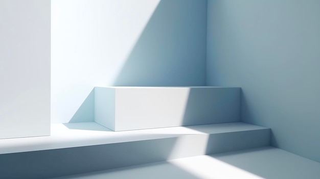 A white room with a white wall and a white bench that says'sun'on it.