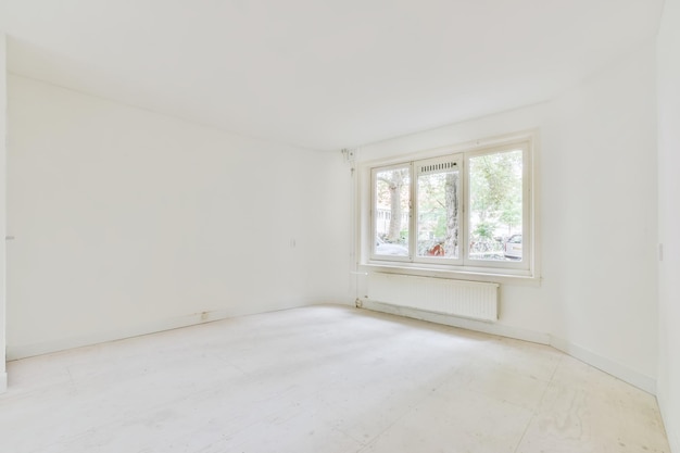 White room with windows in an elegant residential building