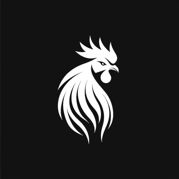 Photo a white rooster on a black background with a white logo