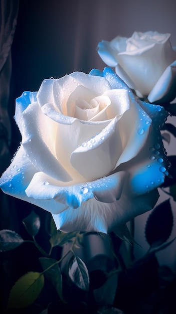 White rose in blue