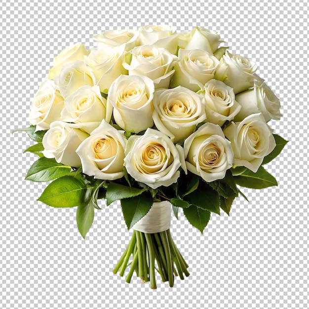 white rose bouquet on transparent background