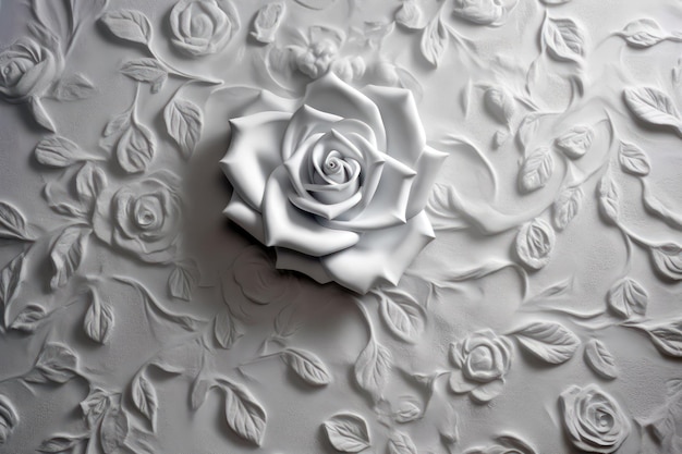 A white rose flower in fabric