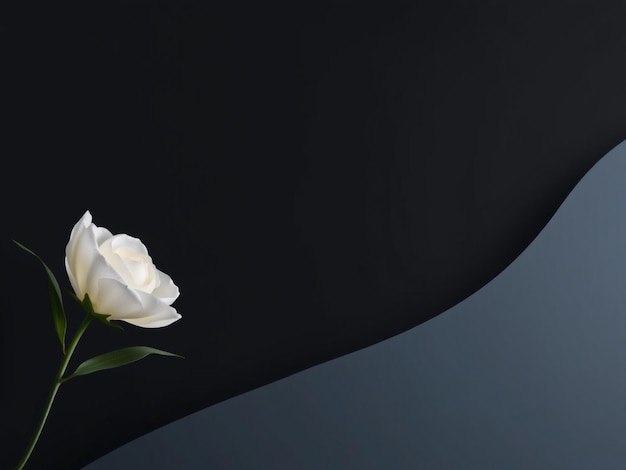 Photo a white rose with a black background and a black background