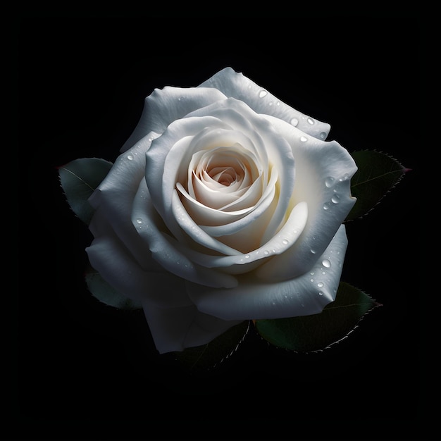 A white rose with water droplets on it