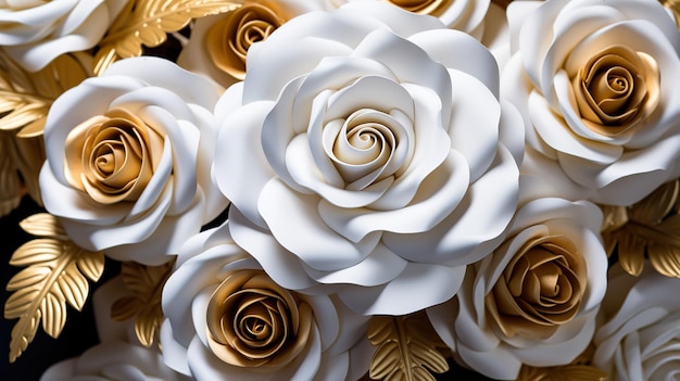 white roses flower composition HD 8K wallpaper Stock Photographic Image