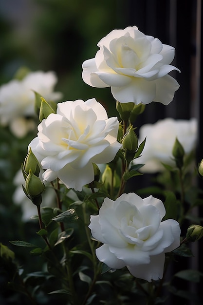 White roses in a garden