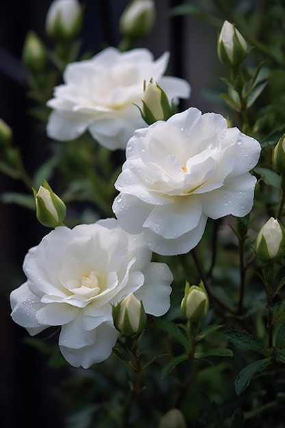 Photo white roses in a pot