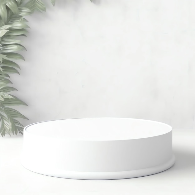 A white round object with a plant on the top.