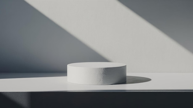 a white round object with a white base and a shadow on the wall