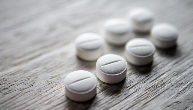 White round pills on white background symbolize purity and health isolated beautiful unique