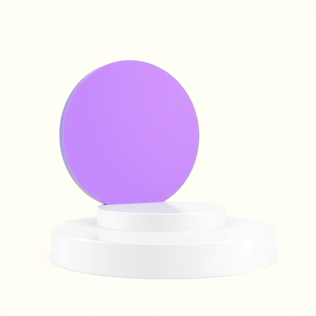 Photo white round podium with a purple circle behind it