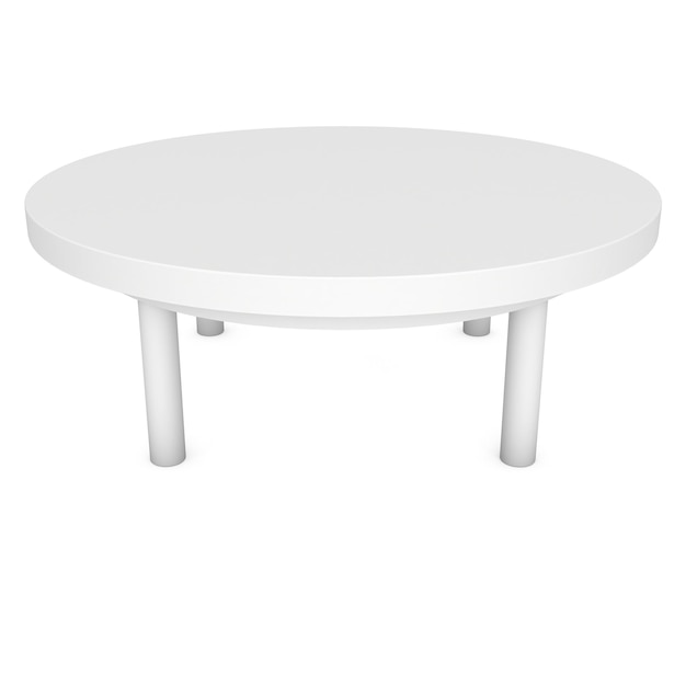 White Round Table 3D render isolated on white Platform or Stand Illustration