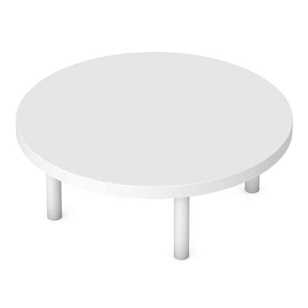 White Round Table 3D