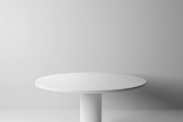 Photo white round table mockup for presentations