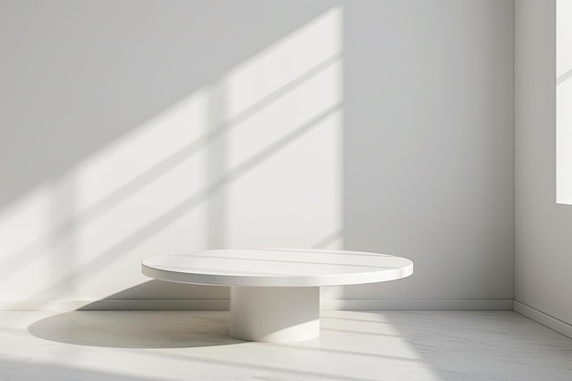 White Round Table Mockup for Presentations