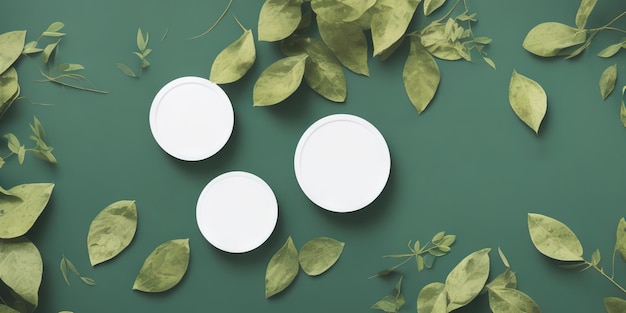 White round template podium mockup for natural organic cosmetic product