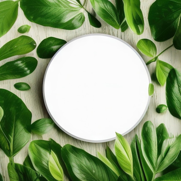 White round template podium mockup for natural organic cosmetic product