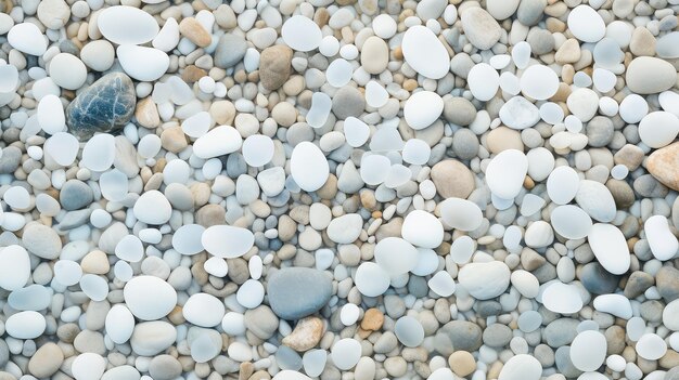 White Rounded Smooth Pebble Stone under Transparent Water with Waves Sea Bottom Pattern Surface