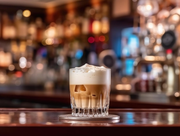 White Russian Cocktail on a bar counter generative AI