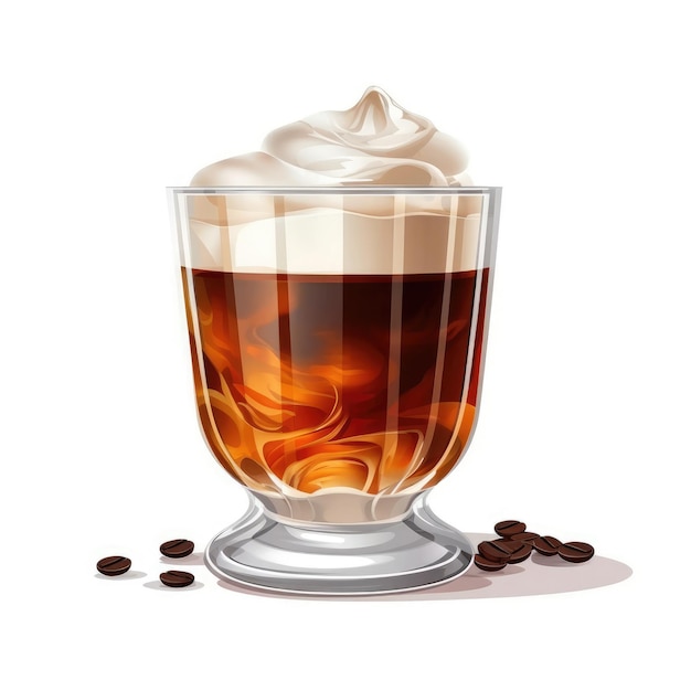 White Russian Cocktail isolated on white as illustration generative AI