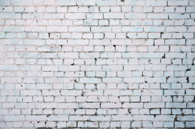 White Rustic Texture with Retro Whitewashed Old Brick Wall Surface