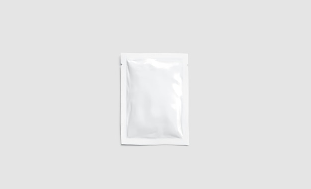 White sachet packet mockup Disposable shampoo conditioner pack mock up Sealed medication paket