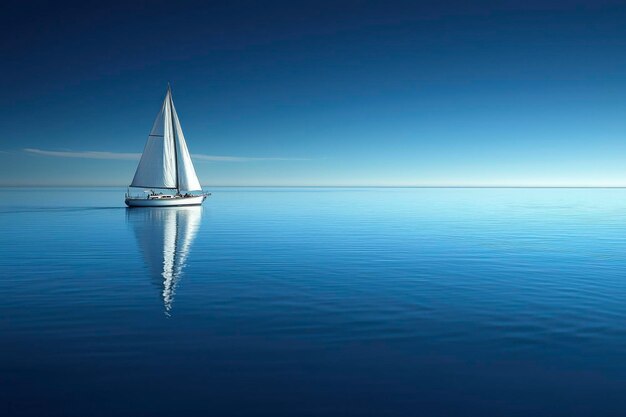 Photo a white sailboat navigates tranquil blue waters