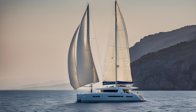 Photo a white sailboat with the word  sail  on the front