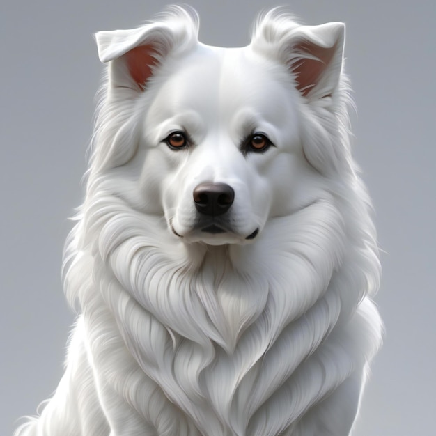 White Samoyed dog isolated on white background Studio shot