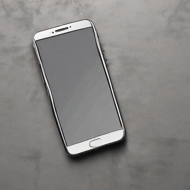 a white samsung phone with a blank screen sits on a grey surface