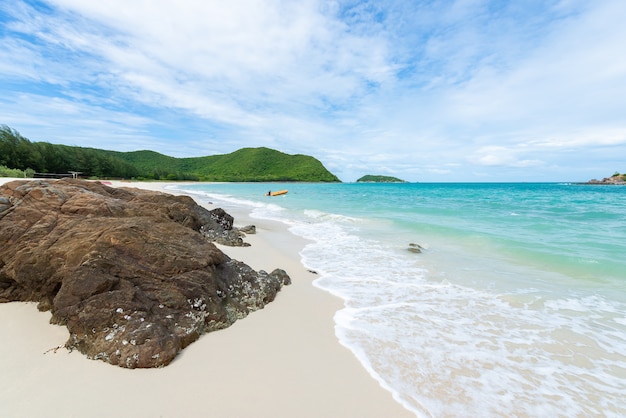 White sand beach with blue sea on Koh Samaesarn. 