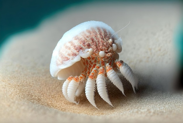 White sand hermit crab strolling Hermit crab up close on the beach