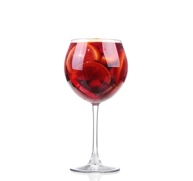 White Sangria in stemware on a white background