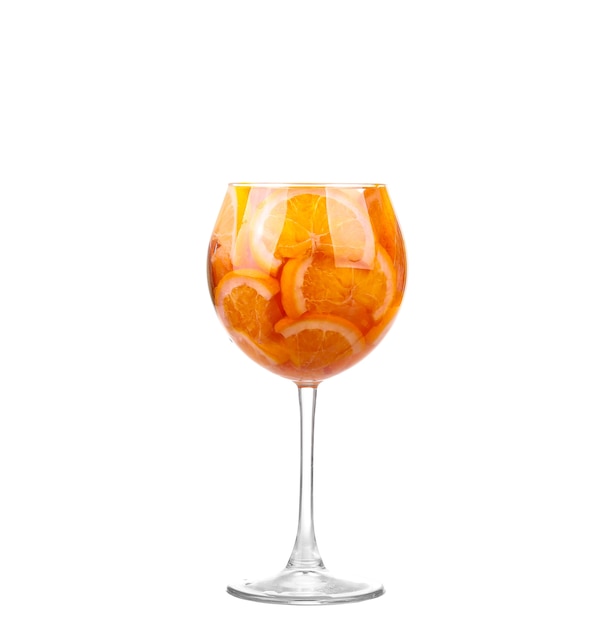 White Sangria in stemware on a white background