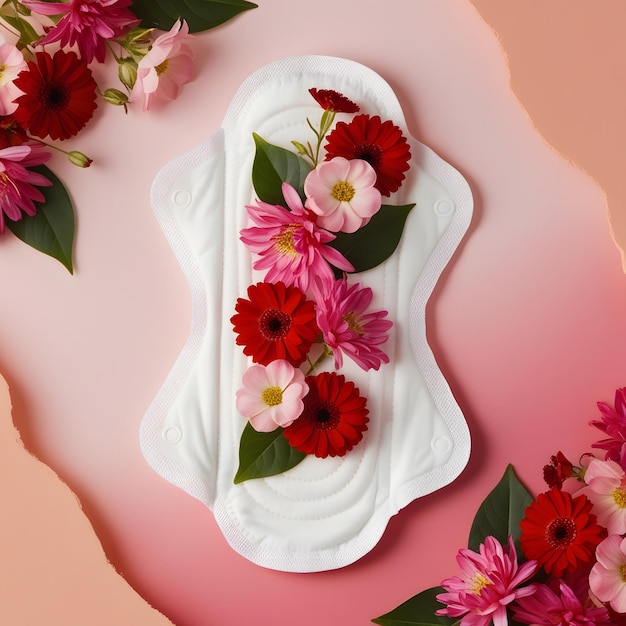 Photo a white sanitary pad with flowers