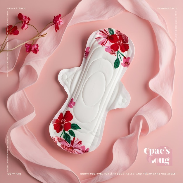 Photo a white sanitary pad with flowers