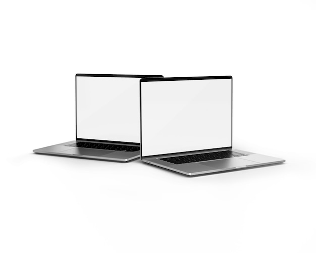 Photo white screen 3d laptop mockups isolated on white background