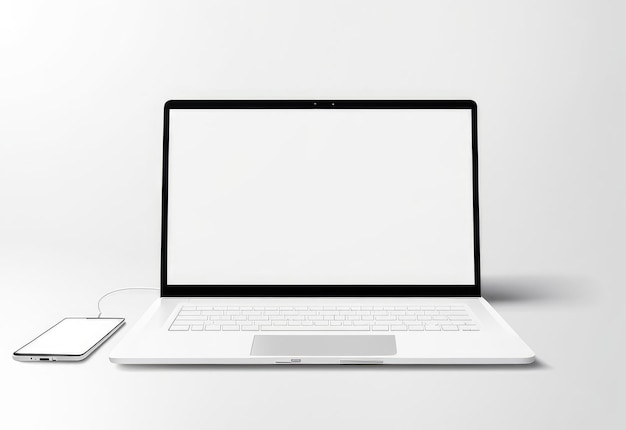 white screen laptop mockup isolated on white background