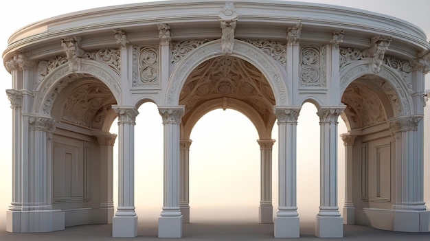 Photo white sculpture arch in the renaissance style round arch