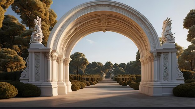 white sculpture arch in the renaissance style round arch