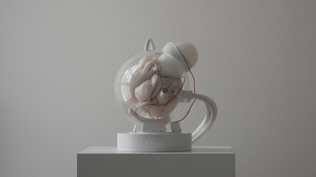 a white sculpture with a monkey on it