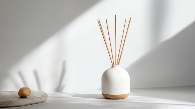 Photo a white sculpture with wooden sticks in front of a white background