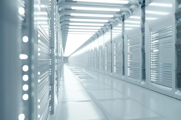 White server room with network communications server cluster CG image